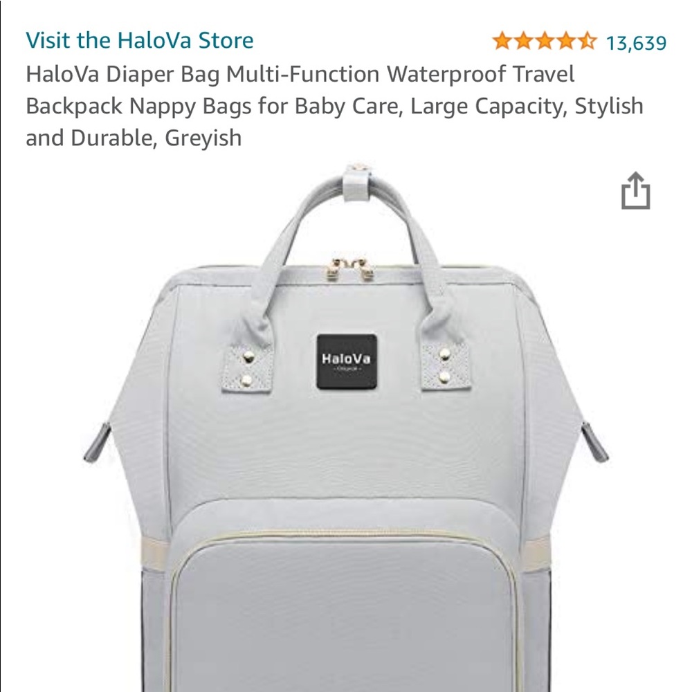 Halova diaper bag in dark grey brand new